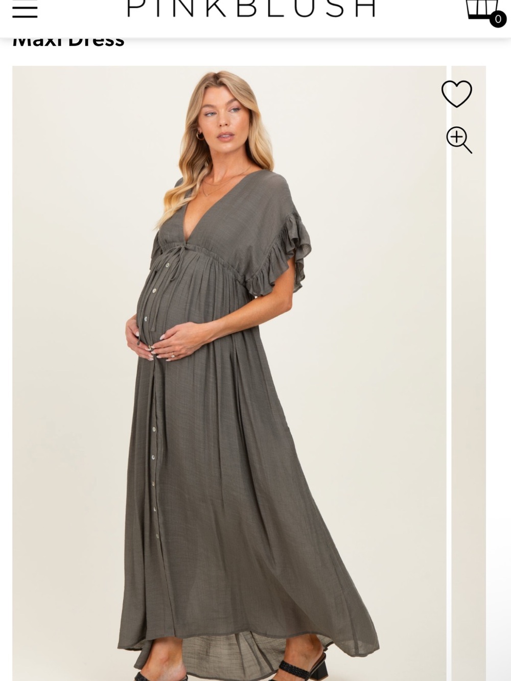 Pinkblush Olive Maxi Button-Front Maternity Dress